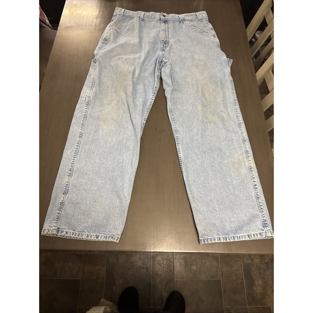 Vintage Men's Levi's L2 Wide Leg Carpenter Baggy Jeans 90s 37x31 Skater Grunge - Picture 1 of 16